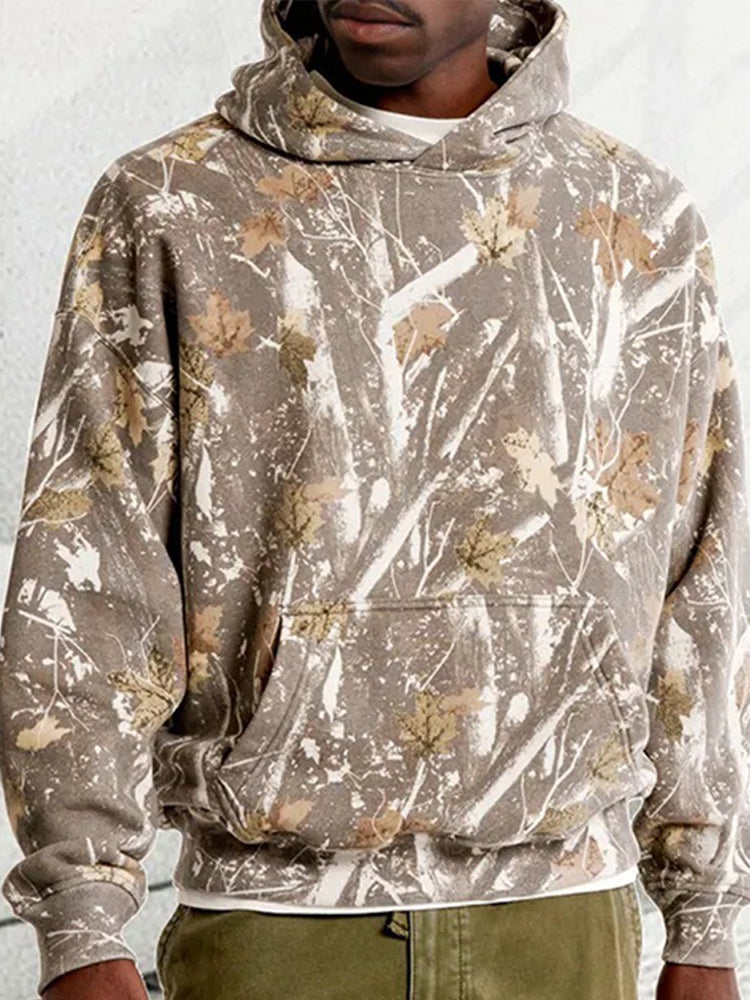 Men's Maple Leaf Branches Pattern Comfy Hoodie