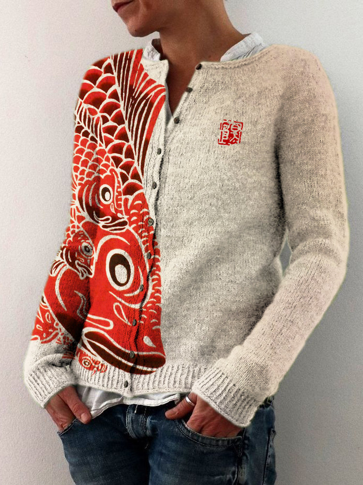 Lucky Carp Japanese Print Women's Sweater