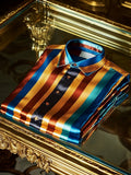 Men's Satin Striped Luxury Business Long Sleeve Shirt