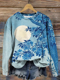 Blossoming Cherry On A Moonlit Night Japanese Art Sweatshirt