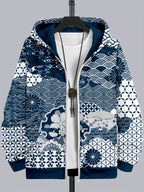 Men's Vintage Japanese Art Comfy Full Zip Hoodie