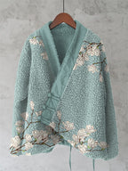 Magnolia Japanese Lino Art Cozy Fleece Kimono Cardigan