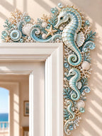 🐚 Nautical Mosaic Sea Horse And Coral Beach Style Door Frame Corner Decor