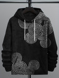 Men's Sea Waves Ripples Japanese Lino Art Cozy Hoodie