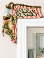 “Shower Superstar” Frog Door Frame Corner Decor