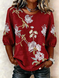 Women'S Cotton And Linen Art Print Top