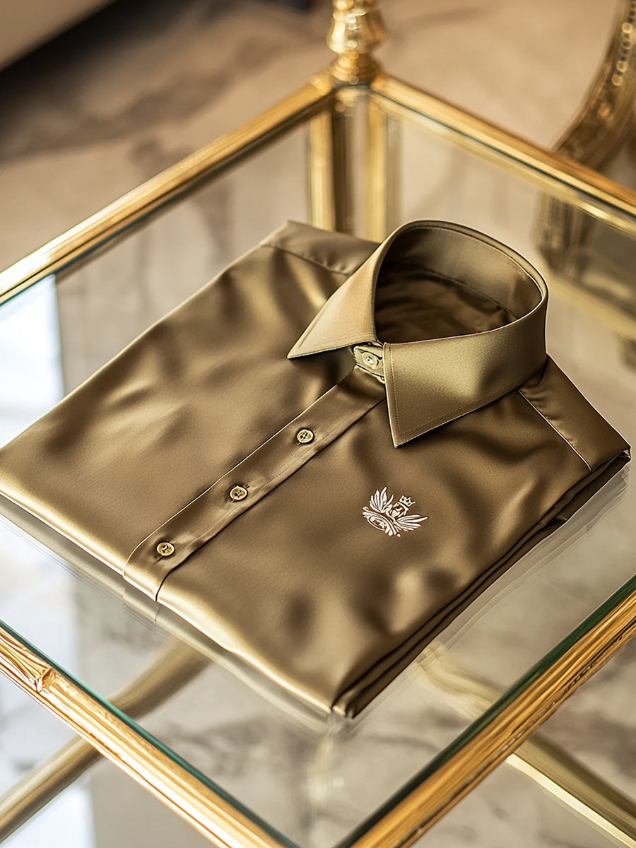 Men's Satin Luxury Business Long Sleeve Shirt