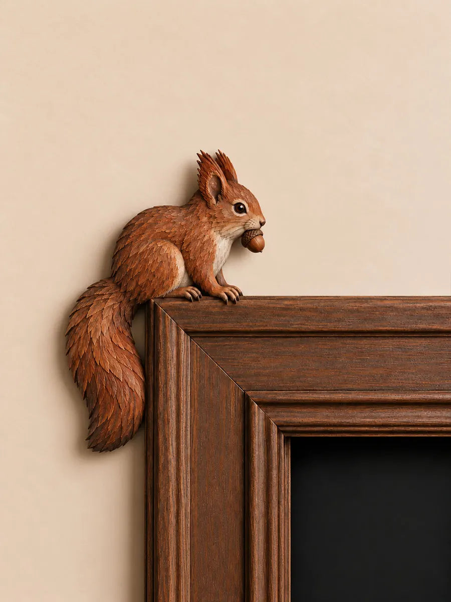 Squirrel with Acorn Door Frame Corner Decor
