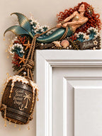 🌴 Mermaid with Hanging Beer Barrel Aloha Tropical Door Frame Decor