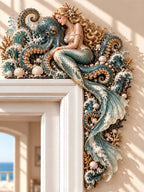 🧜‍♀️ Mermaid & Octopus Ocean Waves Door Corner Wall Art