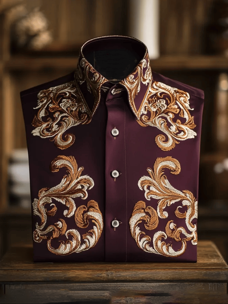 Men's Contrast Color Print Long Sleeve Shirt