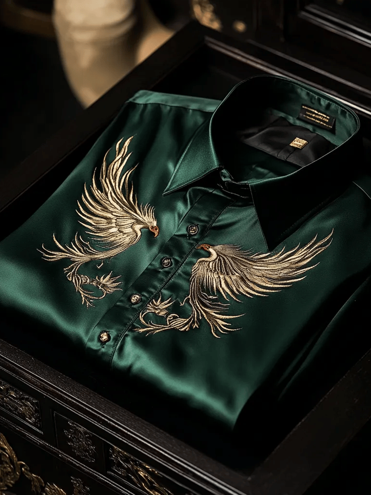 Men's Satin Wing Luxury Business Long Sleeve Shirt