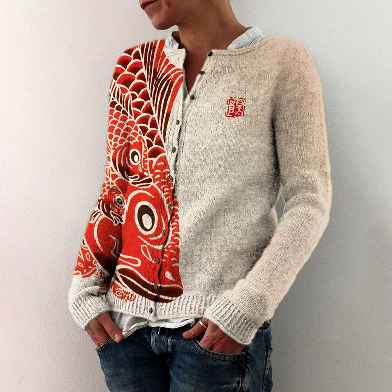 Lucky Carp Japanese Print Women's Sweater