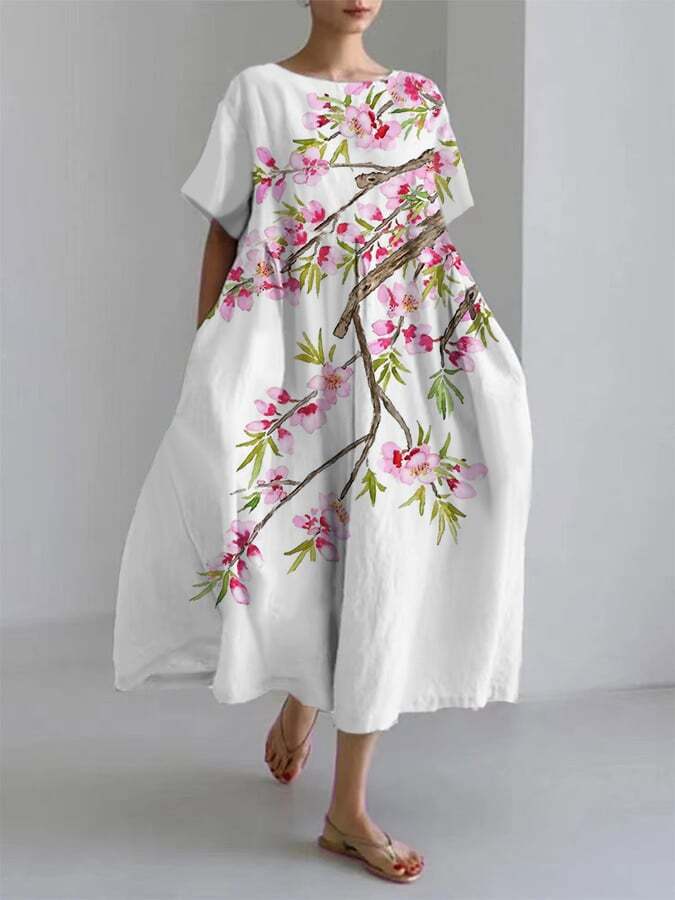 Women's Vintage Casual Plus-size Floral Print Dress