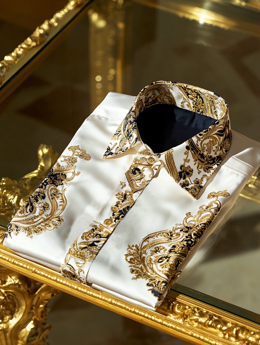Men's Satin Long Sleeve Shirt