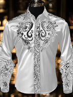 Men's Fashion Design Printed Long Sleeve Shirt