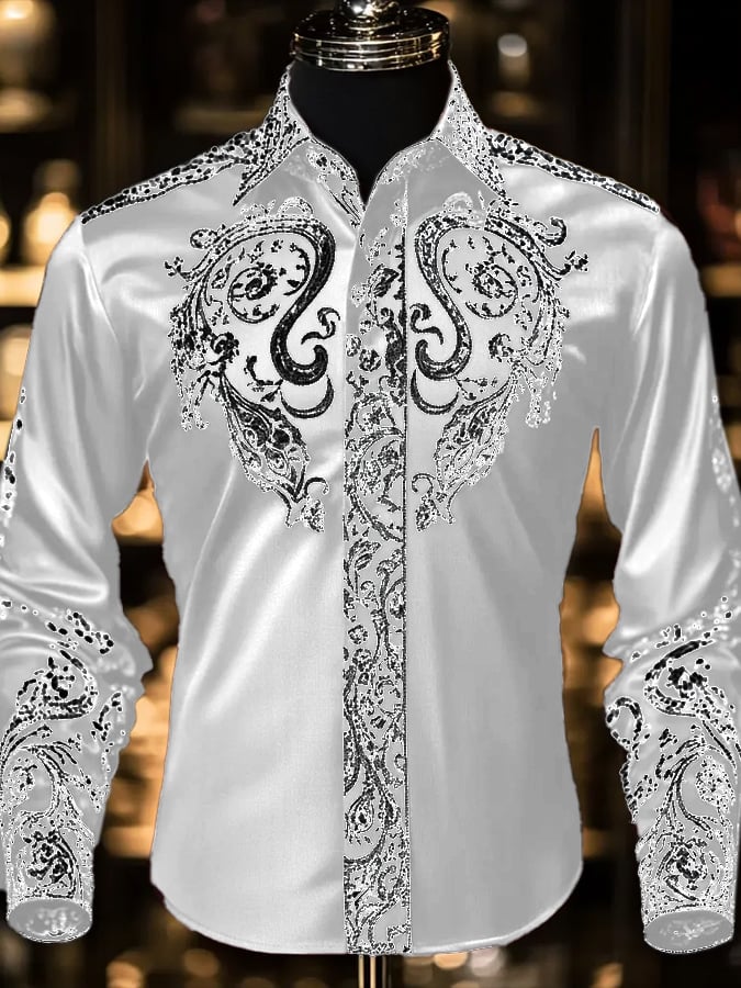 Men's Fashion Design Printed Long Sleeve Shirt
