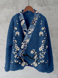 Vintage Japanese Art Pattern Fleece Kimono Cardigan