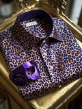 Men's Purple Carnival Theme Luxury Silk Long Sleeve Shirt