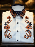 Men's Luxury Vintage Contrast Long Sleeve Shirt