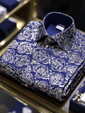 Men's Luxury Romantic Contrast Color Print Long Sleeve Shirt