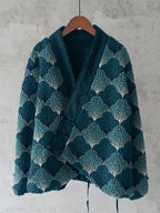 Japanese Style Contrast Wave Pattern Comfortable Kimono