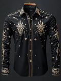 Men's Contrast Color Print Long Sleeve Shirt