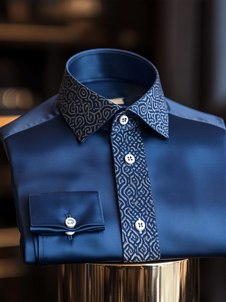 Men's Contrast Color Print Long Sleeve Shirt