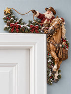 Cowboy Santa on Horseback Door Frame Corner Decor