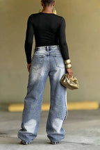 Women's Two-Piece Street Style Fashion Jeans&Diamond Jeans
