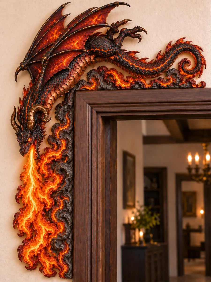 Lava Flame Dragon Door Frame Corner Decor