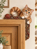 Playful Orange Kitten & Yarn L-Shaped Door Frame Corner Decor