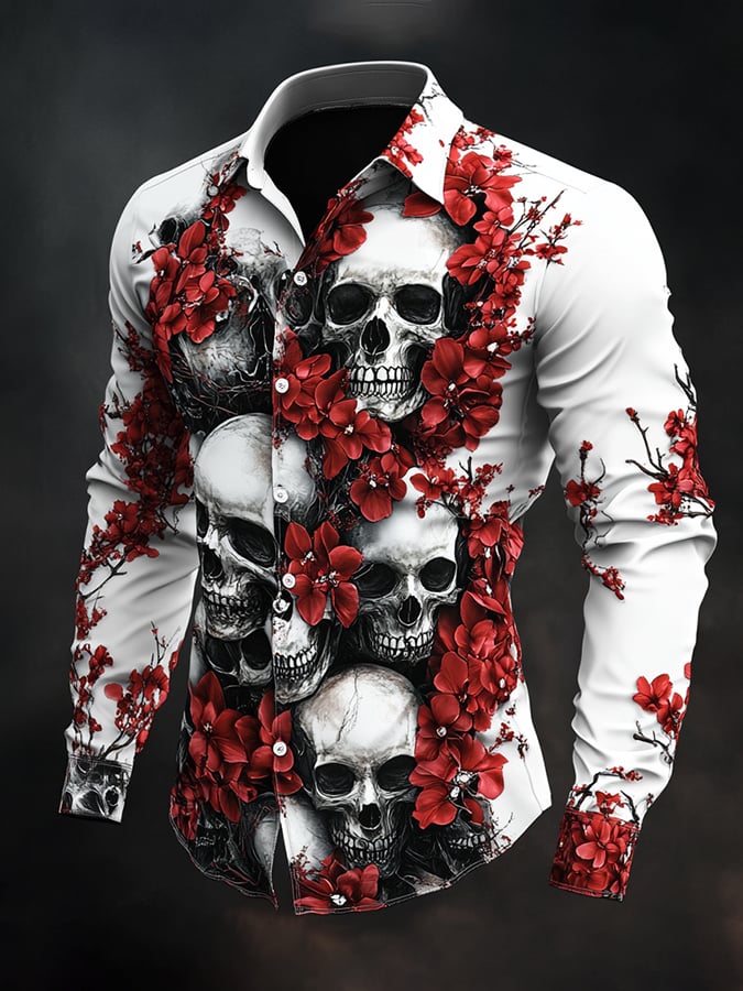 Men's Casual Vintage Black Pattern Shirt