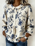 Women's Casual Color Block Print Short-Sleeve Top