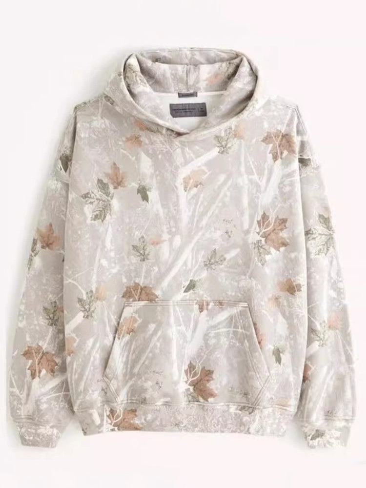 Men's Maple Leaf Branches Pattern Comfy Hoodie