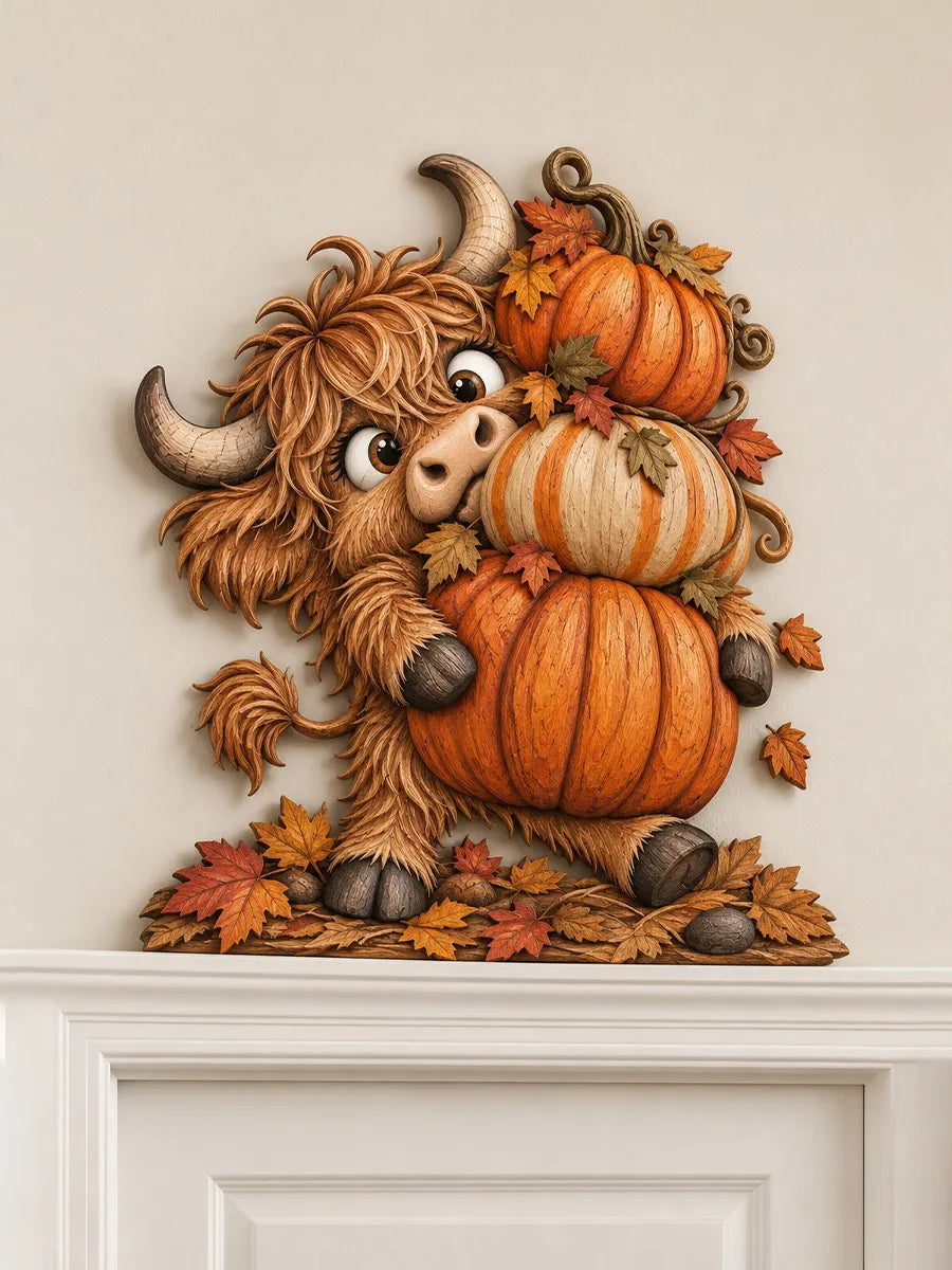🐮 Highland Cow Pumpkin Door Frame Topper