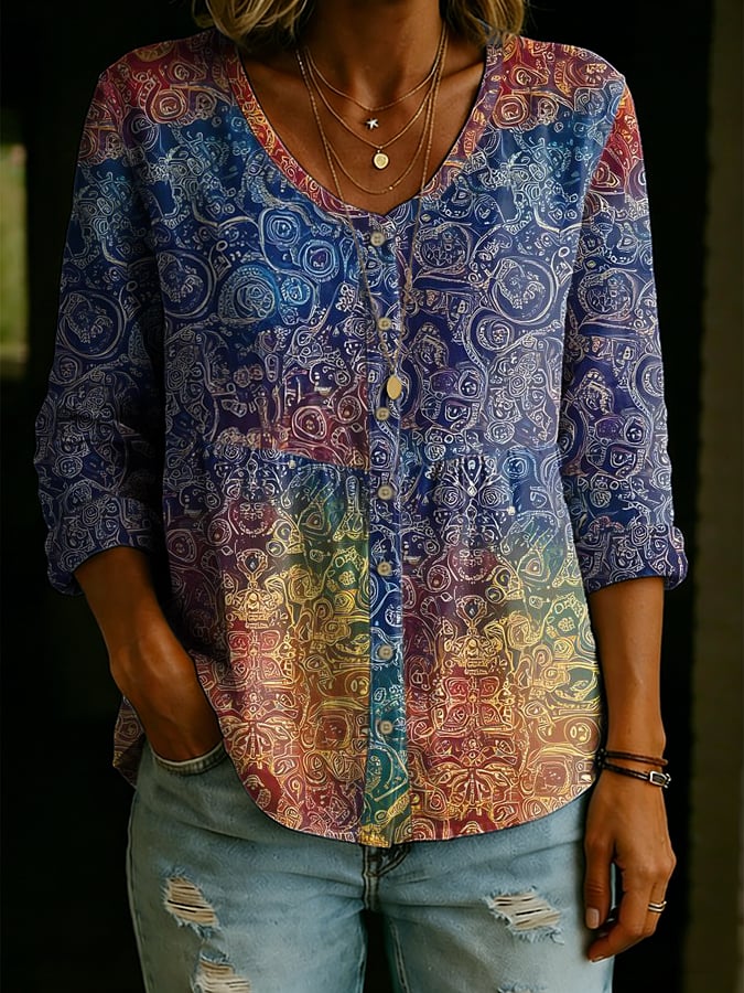 Women's Vintage Gradient Print Shirt