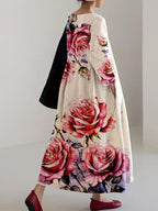 Women's Floral Art Cotton Blend Dress