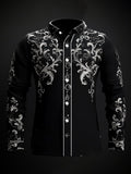 Men's Casual Vintage Black Pattern Shirt