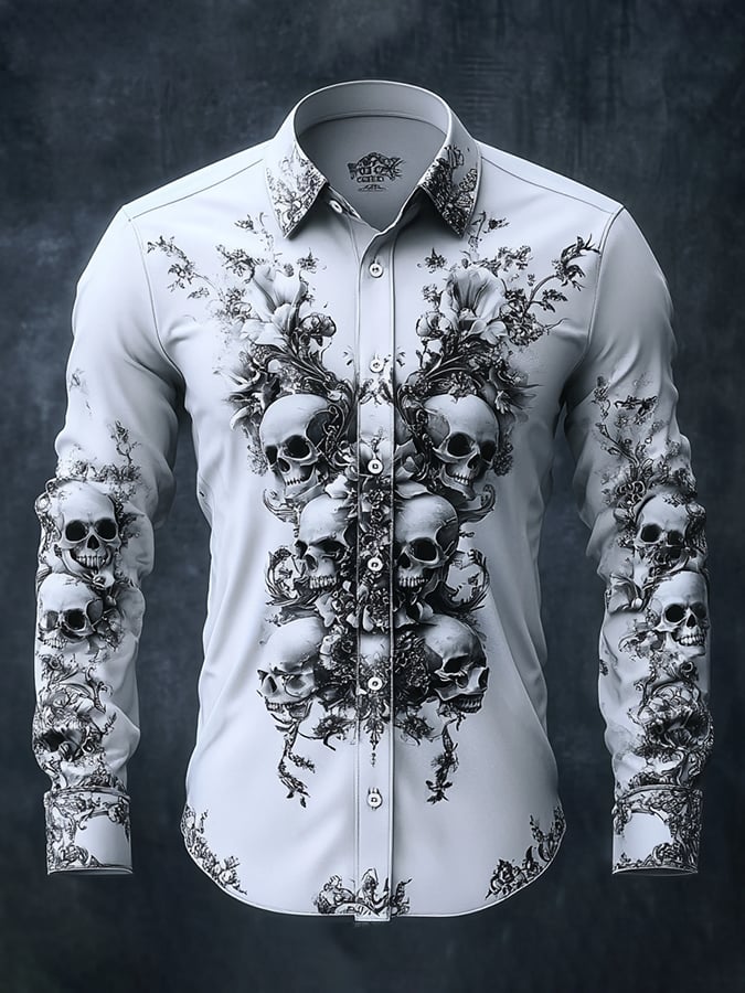 Men's Vintage Art Skull Shirt