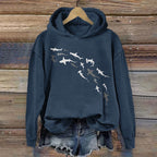 Shark Print Casual Long Sleeve Hoodie