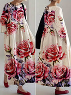 Women's Floral Art Cotton Blend Dress