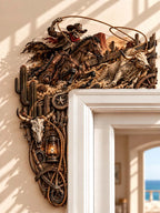 🤠 Western Cowboy Skeleton & Bull Roping Door Corner Decor