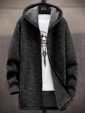 Men's Ocean Waves Japanese Sashiko Art Cozy Hooded Coat