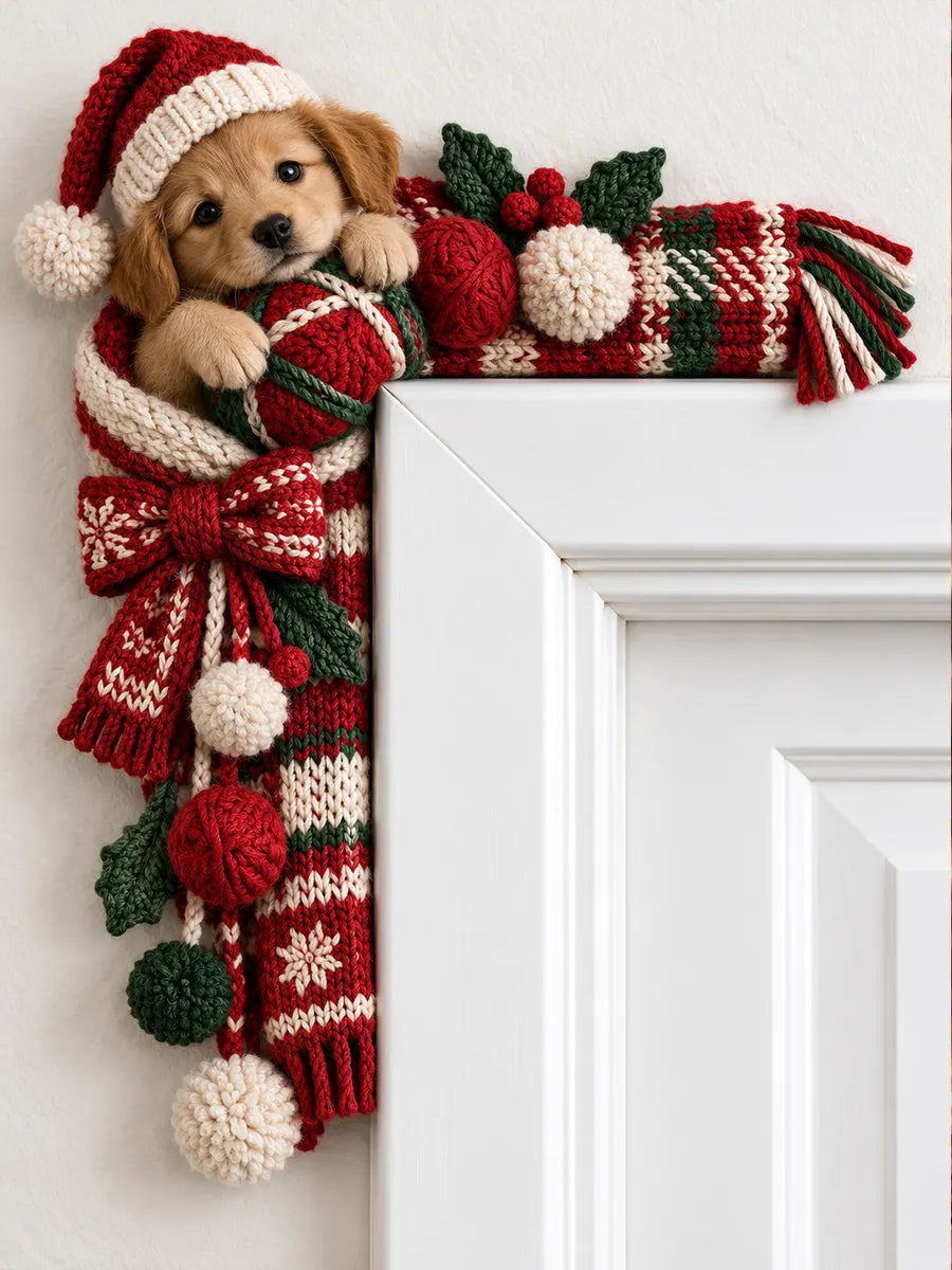 🐶 Christmas Puppy Door Frame Topper