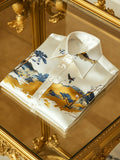 Men's Satin Ukiyo-E Luxury Business Long Sleeve Shirt