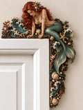 🧜‍♀️ 🐚 Beautiful Mermaid Door Corner 🌊 Waves & Seashells Fantasy Wall Decor