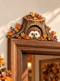 Autumn Hedgehog Wooden Door Corner Decor
