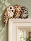 🦉Charming Trio Owl Door Frame Decor – Hand-Painted Corner Sculpture