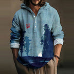Men's Japanese Godzilla Art Print Hooded Shirt